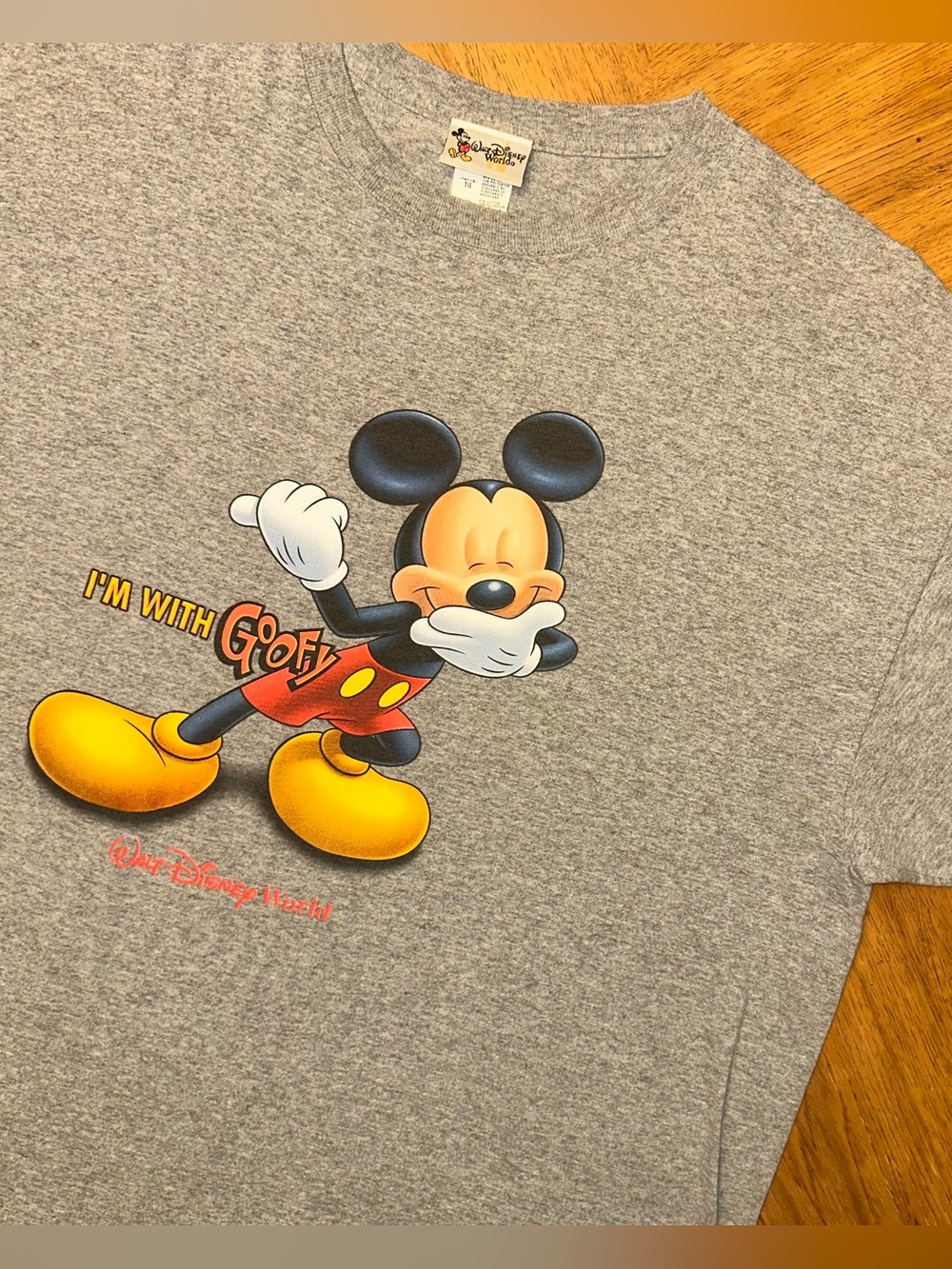 Vintage Disney Mickey Mouse "I'm with Goofy" Tshirt Adult Size XL Gray Y2K